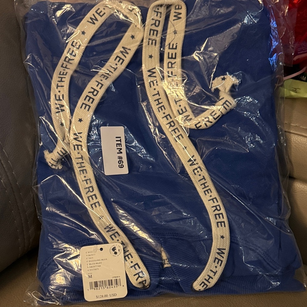 We The Free Blue Hoodie with White Accents